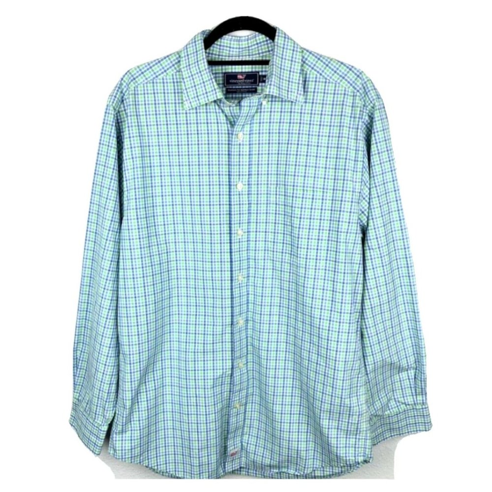 VINEYARD VINES Murray Shirt Blue Green Check Men's Medium Regular